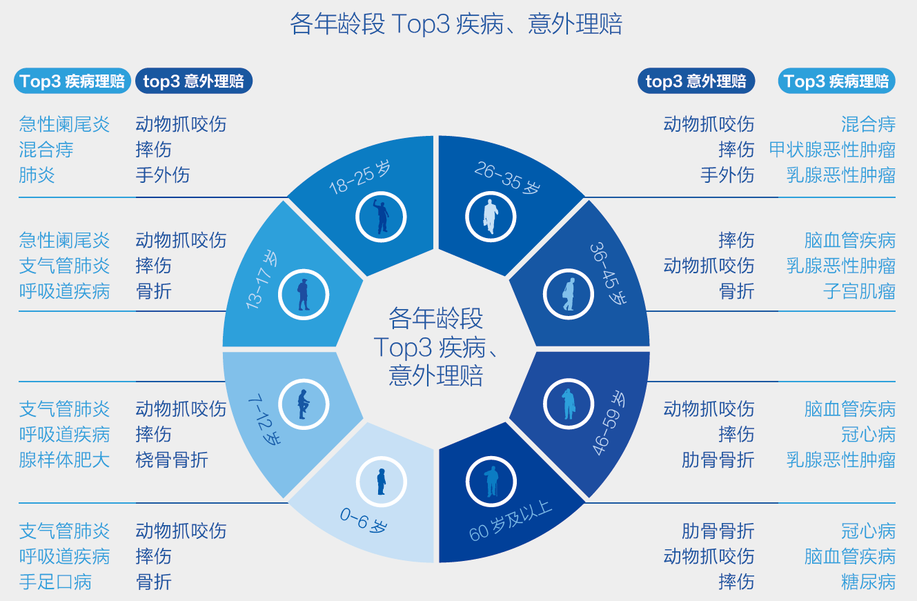 2、各年龄段TOP3疾病、意外理赔.png